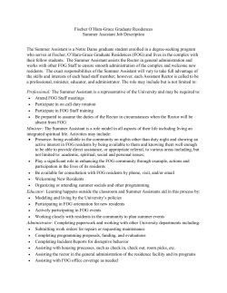 Summer Assistant Residential Staff job description