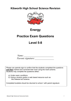 Energy Practice Exam Questions Level 5-8
