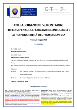 COLLABORAZIONE VOLONTARIA: - Fondazione Forense Firenze