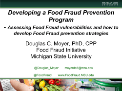 Discussion Developing a Food Fraud Prevention Program