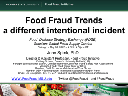 Food Fraud Trends a different intentional incident Food Defense