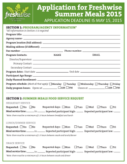 Application for Freshwise Summer Meals 2015