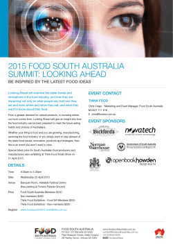 2015 FOOD SOUTH AUSTRALIA SUMMIT: LOOKING AHEAD