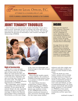 JOINT TENANCY TROUBLES - Peace of Mind. By Design.