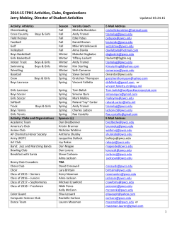 2014-15 FPHS Activities, Clubs, Organizations Jerry Mobley