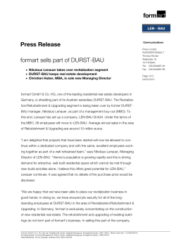 Press Release formart sells part of DURST-BAU