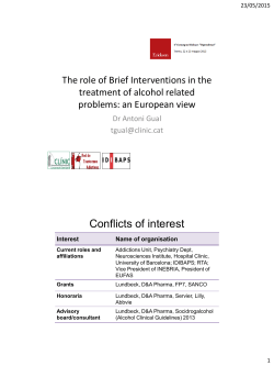 The role of Brief Interventions in the treatment of alcohol related