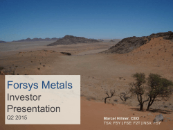 Forsys Q2 2015 Investor Presentation