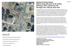 Backyard Stream Repair 8000 sf along 200 linear ft (20` buffer) 800