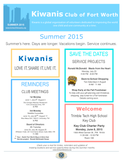 knews 0615 Summer Edition - Kiwanis Club of Fort Worth