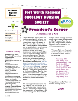 ONS April 2015 Newsletter - Fort Worth Chapter Oncology Nursing