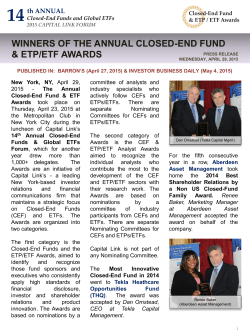WINNERS OF THE ANNUAL CLOSED-END FUND & ETP/ETF AWARDS