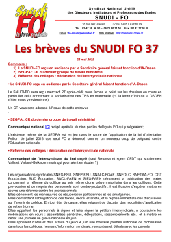 Les brÃ¨ves du SNUDI FO 37 - Site du syndicat SNUDI-FO 37