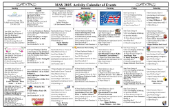 MAY 2015 Activity Calendar of Events