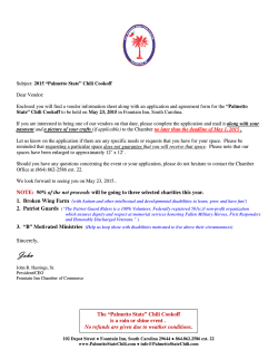 Palmetto State Chili Vendor Letter, Pricing and application 2015