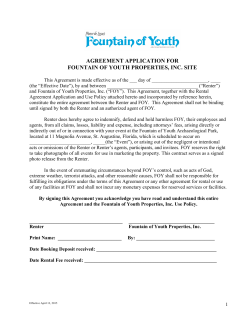 agreement application for fountain of youth properties, inc. site