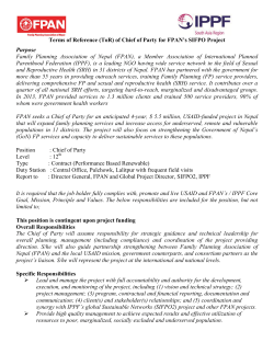 Terms of Reference (ToR) of Chief of Party for FPAN`s SIFPO Project