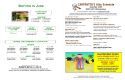 Summer 2015 - Carpenter`s Kids Schedule