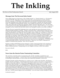 Monthly Newsletter - First Presbyterian Church New Haven