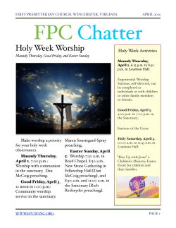 April 2015 Newsletter - First Presbyterian Church of Winchester