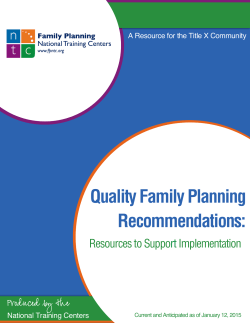 Quality Family Planning Recommendations: