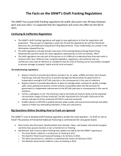 FAN Fact Sheet on Draft Fracking Regulations NWT