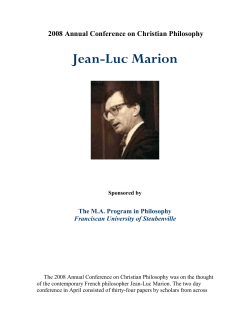 Jean-Luc Marion Conference - Franciscan University of Steubenville