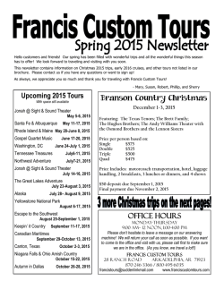 Upcoming 2015 Tours Office Hours