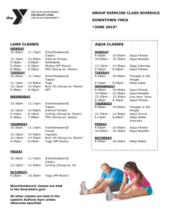 group exercise class schedule downtown ymca