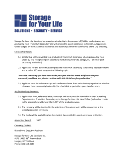 Storage for Your Life Solutions Inc. awards a scholarship in the