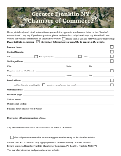 Franklin NY Chamber Membership Form