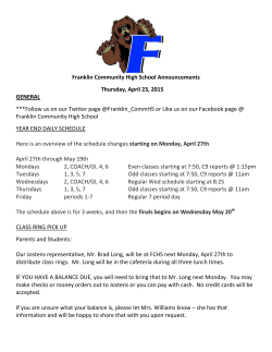 Franklin Community High School Announcements Thursday, April