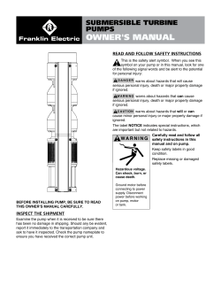 Submersible Turbine Pumps Owner`s Manual