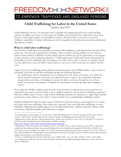 Child Trafficking for Labor in the United States