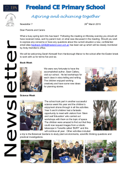 Newsletter 7 - Freeland Church of England Primary School