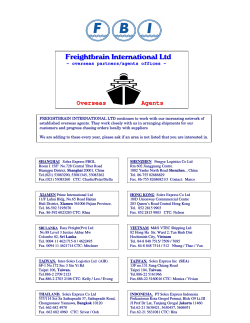 Overseas Agents - Freightbrain International Ltd