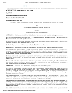 ELECCIÃN DE PARLAMENTARIOS DEL MERCOSUR Ley 27.120