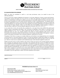 QUALIFICATIONS FOR LICENSURE - Friedberg Real Estate School
