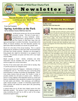 Spring 2015 Newsletter - Friends of Wild River State Park