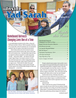 Spring 2015 - Friends of Yad Sarah