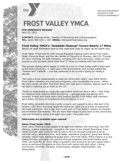 Frost Valley YMCA`s âRoadside Cleanupâ Covers Nearly 17 Miles