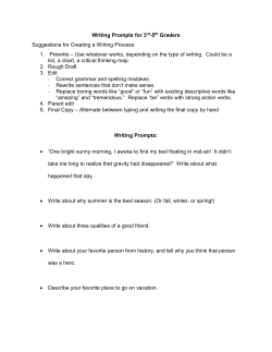 Writing Prompts for 3rd-5th Graders Suggestions for Creating a