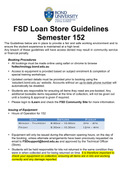 FSD Loan Store Guidelines Semester 152