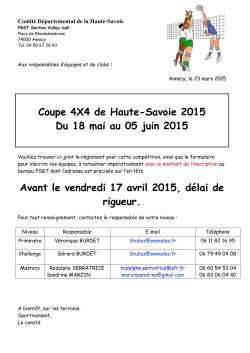 Coupe 4X4 de Haute-Savoie 2015 Du 18 mai au 05 juin 2015 Avant
