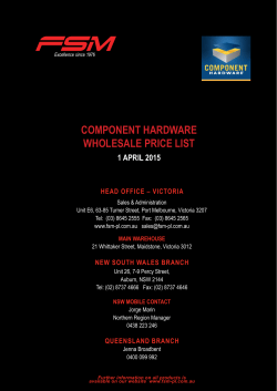 the Component Hardware Price List April 1st 2015