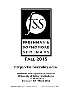 FALL 2015 - Freshman & Sophomore Seminars at UC Berkeley