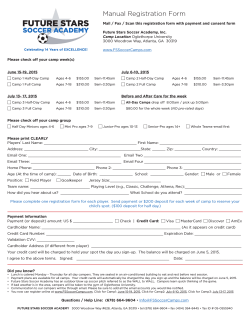 Manual Registration Form - Future Stars Soccer Camps
