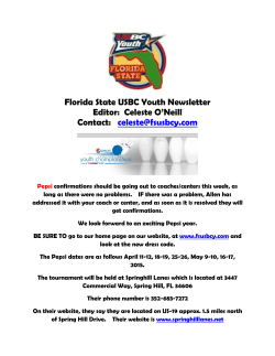 Florida State USBC Youth Newsletter Editor: Celeste O`Neill Contact