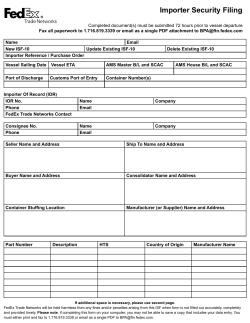 Importer Security Filing (ISF) Form 10