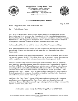 Eau Claire County Press Release Gregg Moore, County